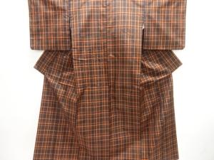 格子織り出し米沢紬着物アンサンブル